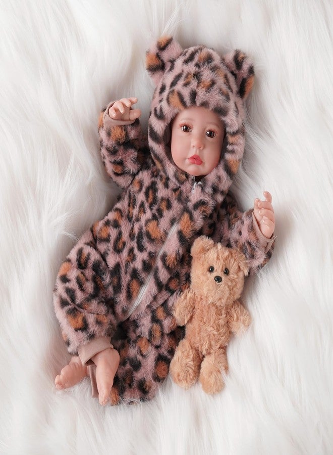 BABESIDE Reborn Baby Doll Clothes Set for 17-22 Inch Dolls, Cozy Babydolls Clothes Onesie with Hat for Lifelike Reborn Baby Doll Accessories, Leopard Print - Image 4